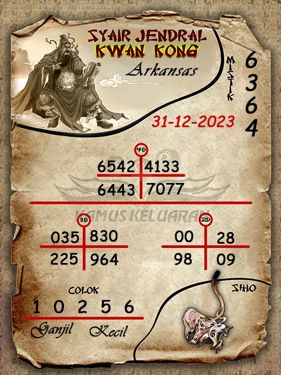 syair jendral kwan kwong arkansas 31 12 2023