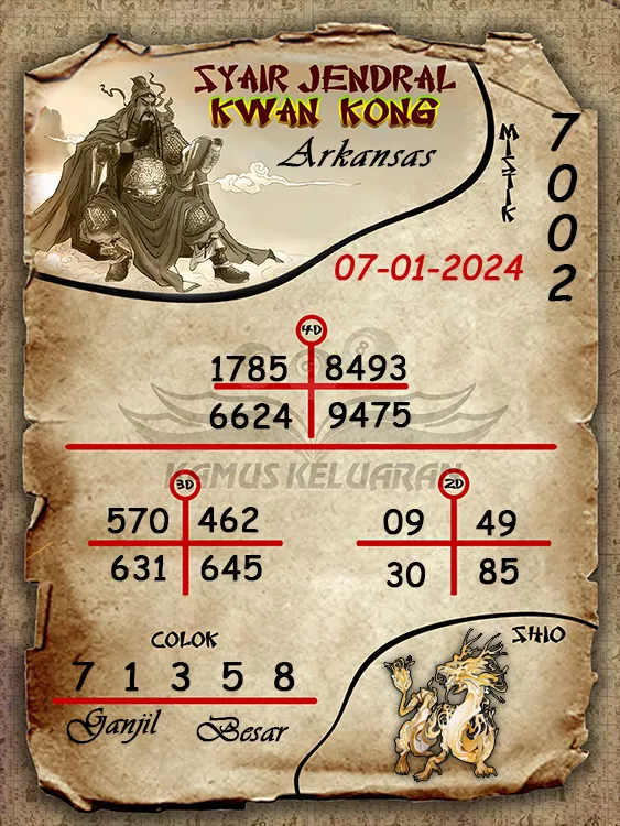 syair jendral kwan kwong arkansas 07 01 2024