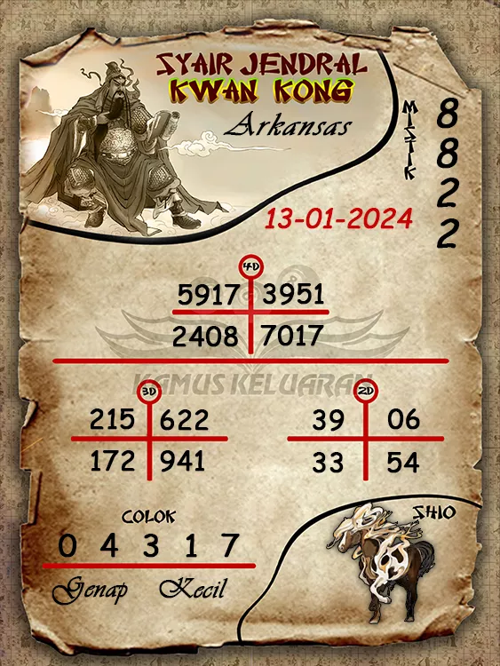 syair jendral kwan kwong arkansas 13 01 2024