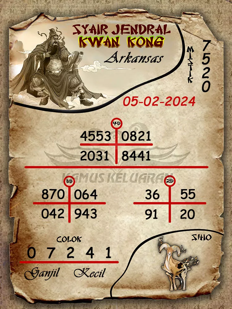 syair jendral kwan kwong arkansas 05 02 2024