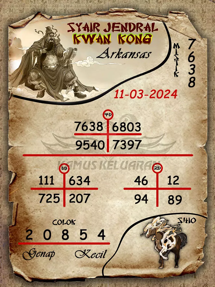 syair jendral kwan kwong arkansas 11 03 2024