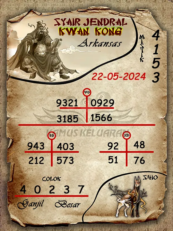 syair jendral kwan kwong arkansas 22 05 2024