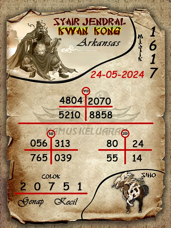syair jendral kwan kwong arkansas 24 05 2024
