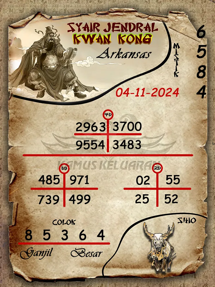 syair jendral kwan kong arkansas 04 11 2024