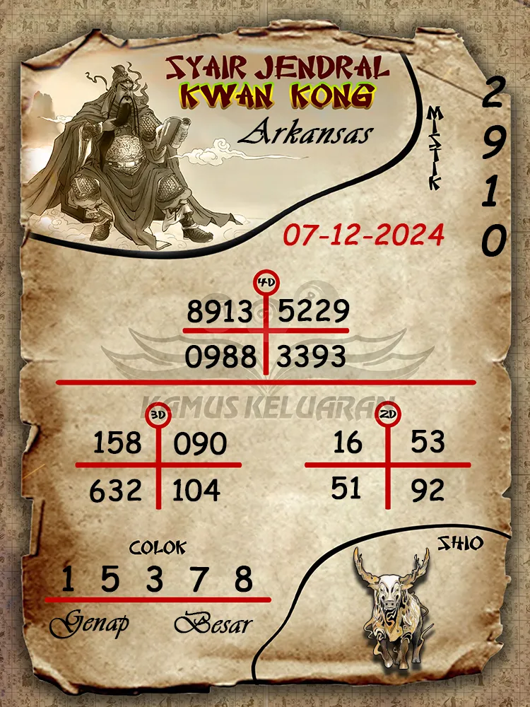syair jendral kwan kong arkansas 07 12 2024