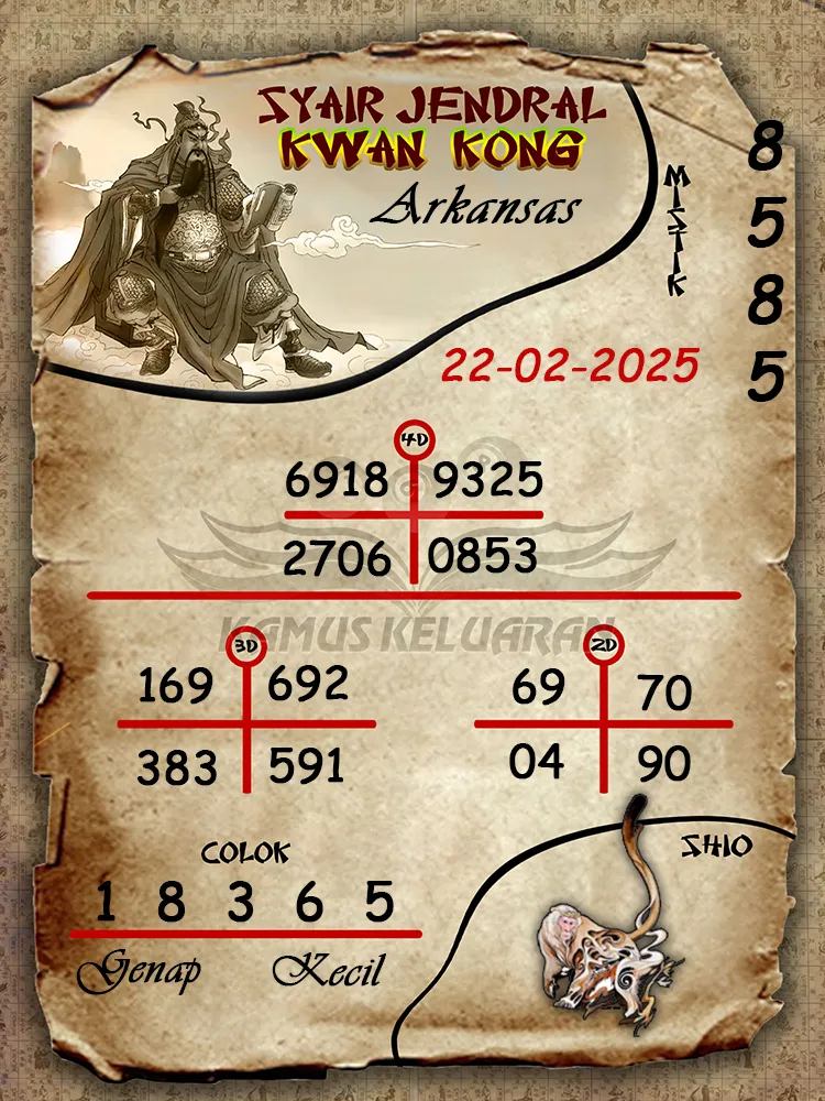 syair jendral kwan kong arkansas 22 02 2025