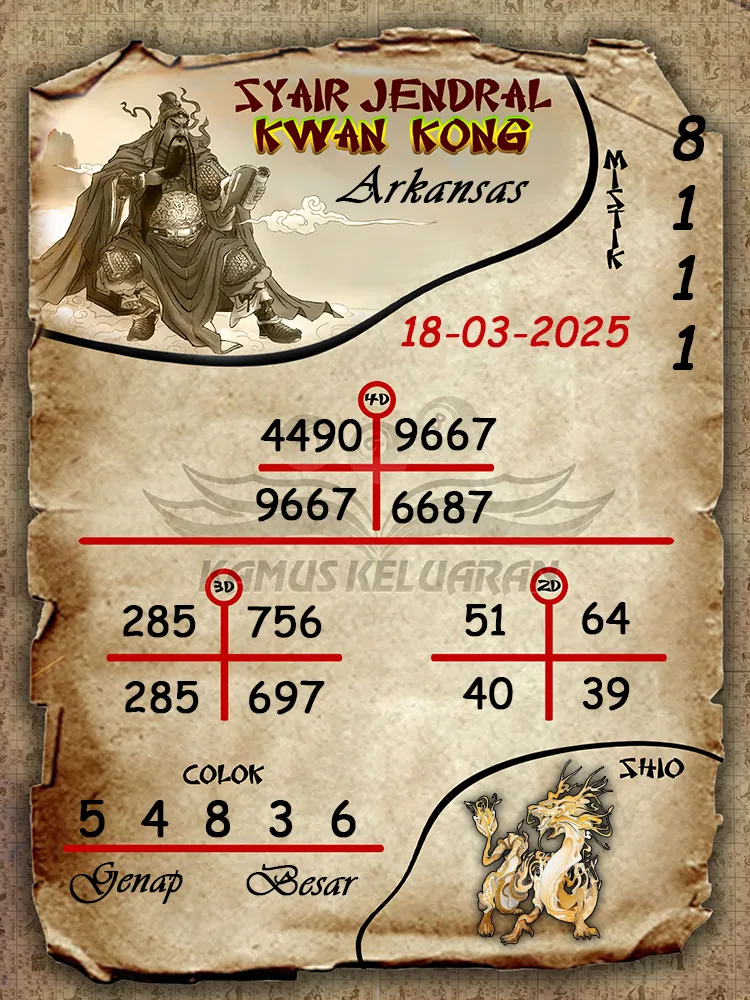 syair jendral kwan kong arkansas 18 03 2025