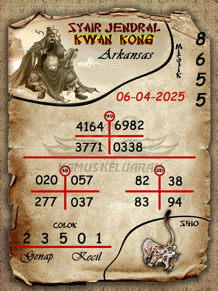 syair jendral kwan kong arkansas 06 04 2025