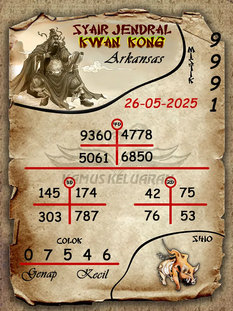 syair jendral kwan kong arkansas 26 05 2025