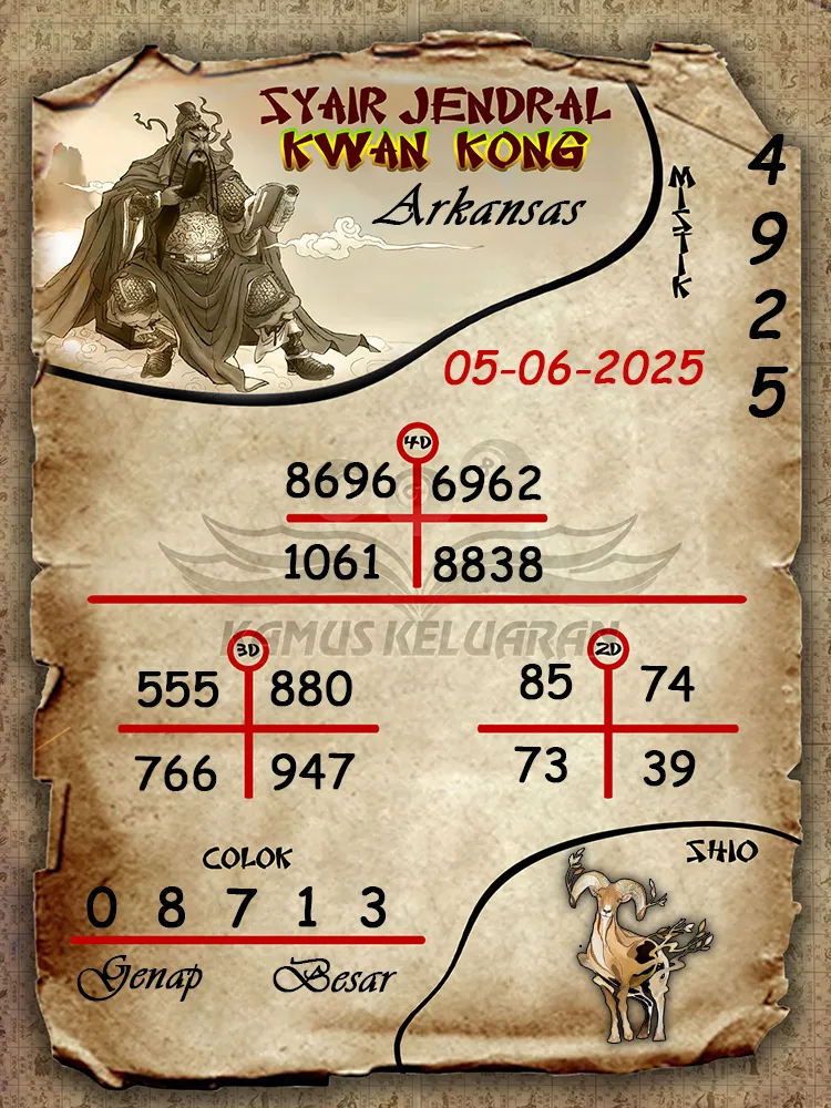 syair jendral kwan kong arkansas 05 06 2025