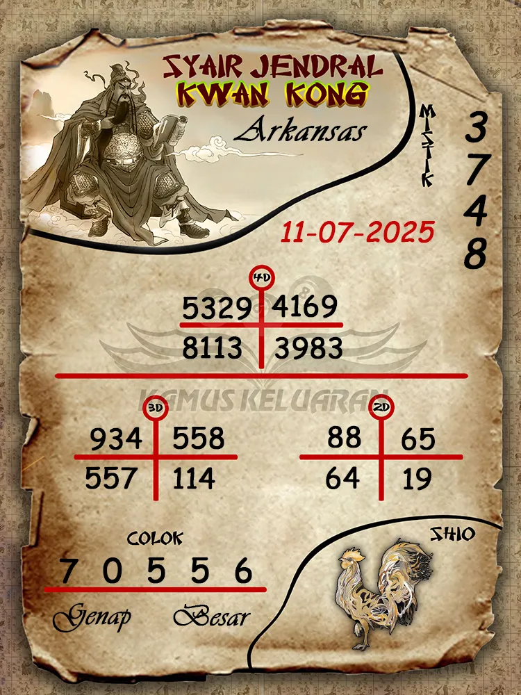 syair jendral kwan kong Arkansas 11 07 2025