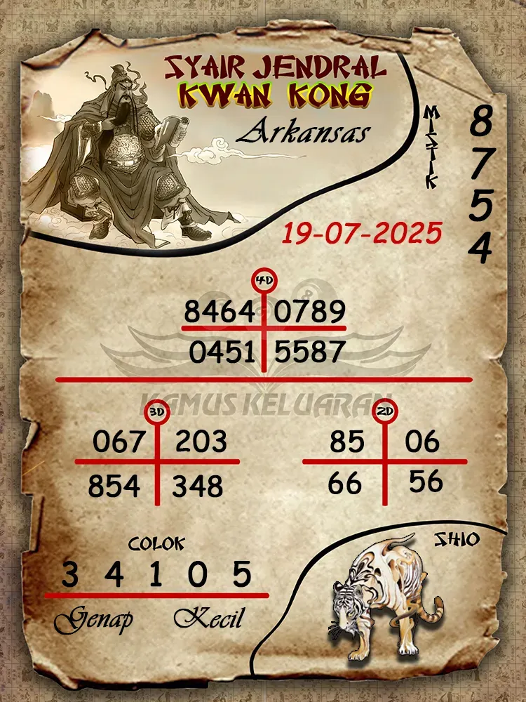 syair jendral kwan kong Arkansas 19 07 2025