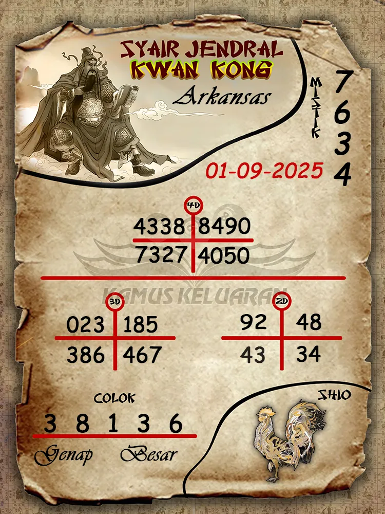 syair jendral kwan kong Arkansas 01 09 2025