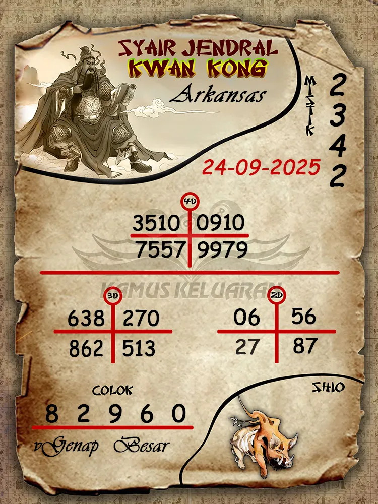 syair jendral kwan kong Arkansas 24 09 2025