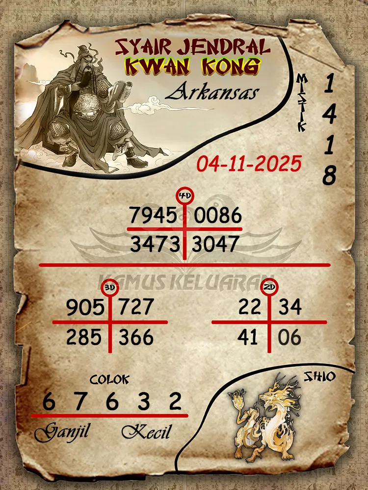 Syair Jendral Kwan Kong Arkansas 04 11 2025
