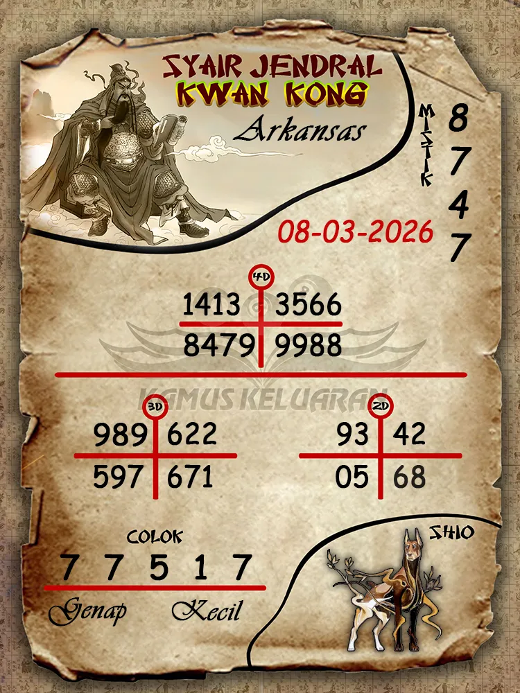 Syair Jendral Kwan Kong Arkansas 08 03 2026