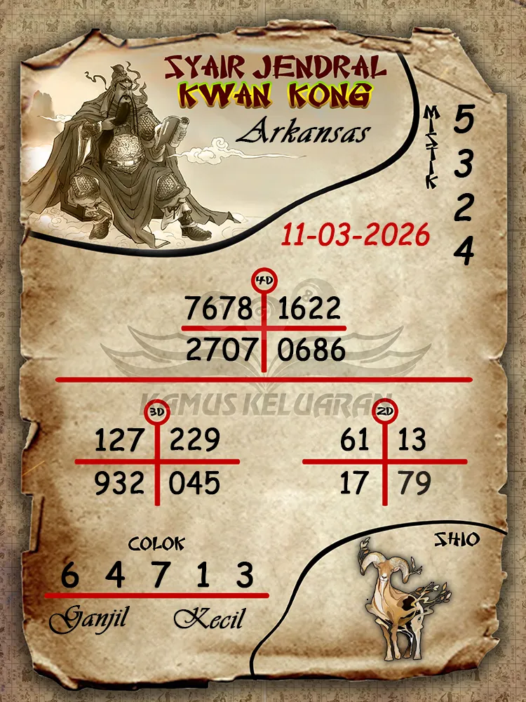 Syair Jendral Kwan Kong Arkansas 11 03 2026