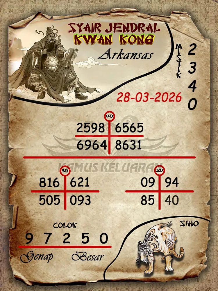 Syair Jendral Kwan Kong Arkansas 28 03 2026