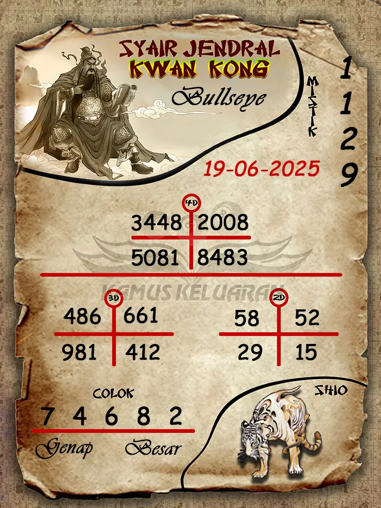 syair jendral kwan kong bullseye 19 06 2025