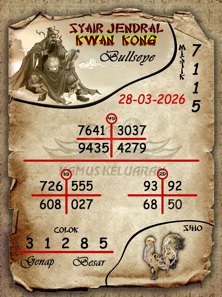 Syair Jendral Kwan Kong Bullseye 28 03 2026