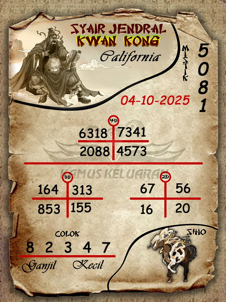 Syair jendral kwan kong California 04 10 2025