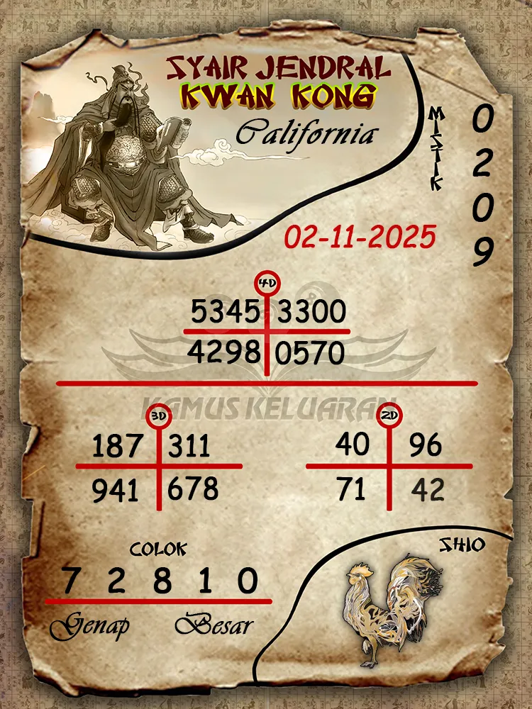 Syair Jendral Kwan Kong California 02 11 2025