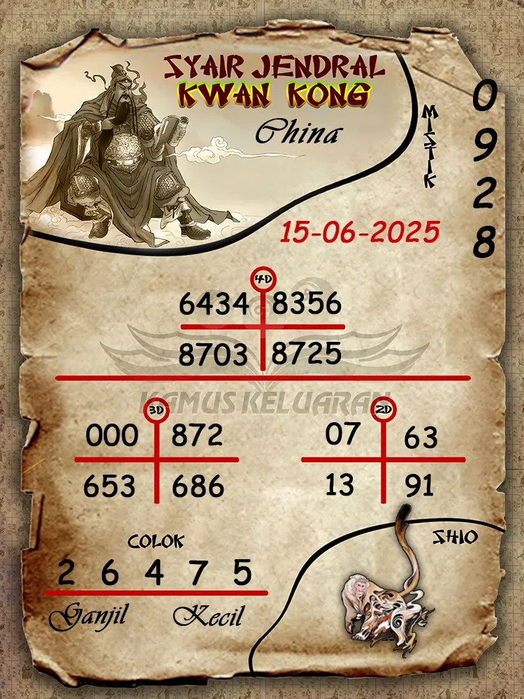syair jendral kwan kong china 15 06 2025