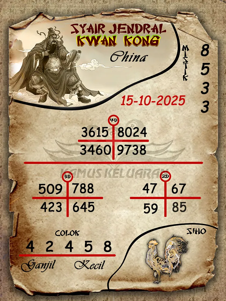 Syair Jendral Kwan Kong China 15 10 2025