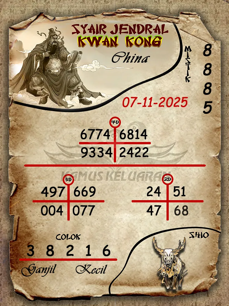 Syair Jendral Kwan Kong China 07 11 2025