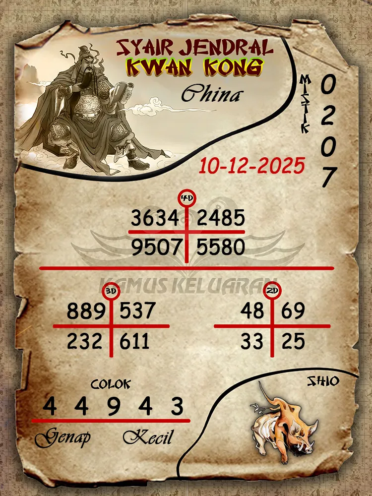 Syair Jendral Kwan Kong China 10 12 2025