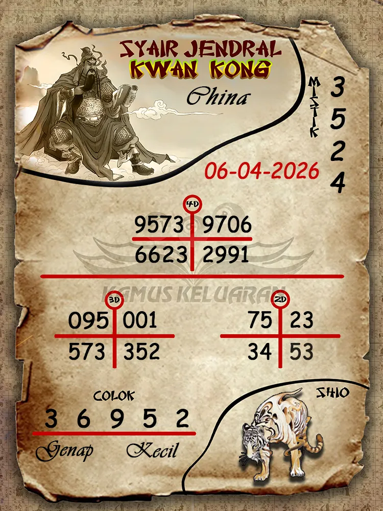 Syair Jendral Kwan Kong China 06 04 2026