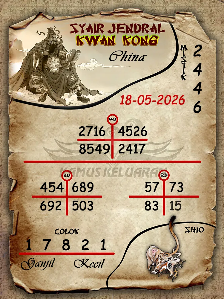 Syair Jendral Kwan Kong China 18 05 2026