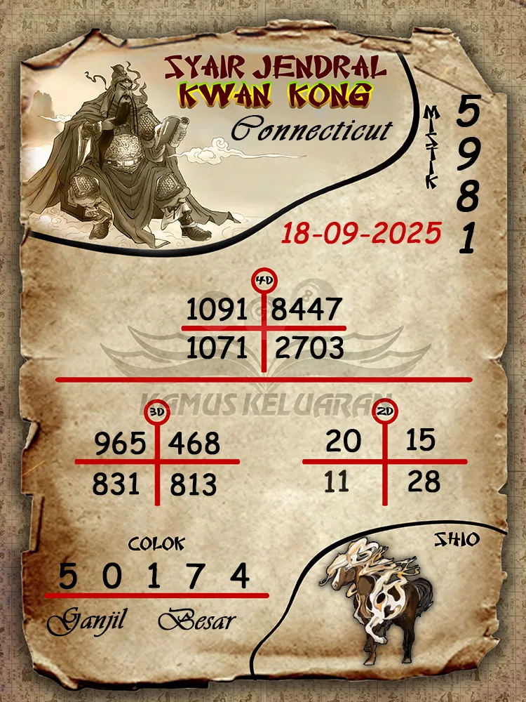 syair jendral kwan kong Connecticut 18 09 2025