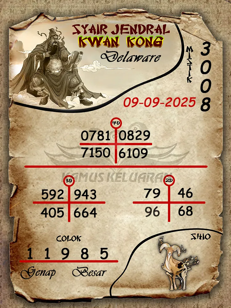 syair jendral kwan kong Delaware 09 09 2025