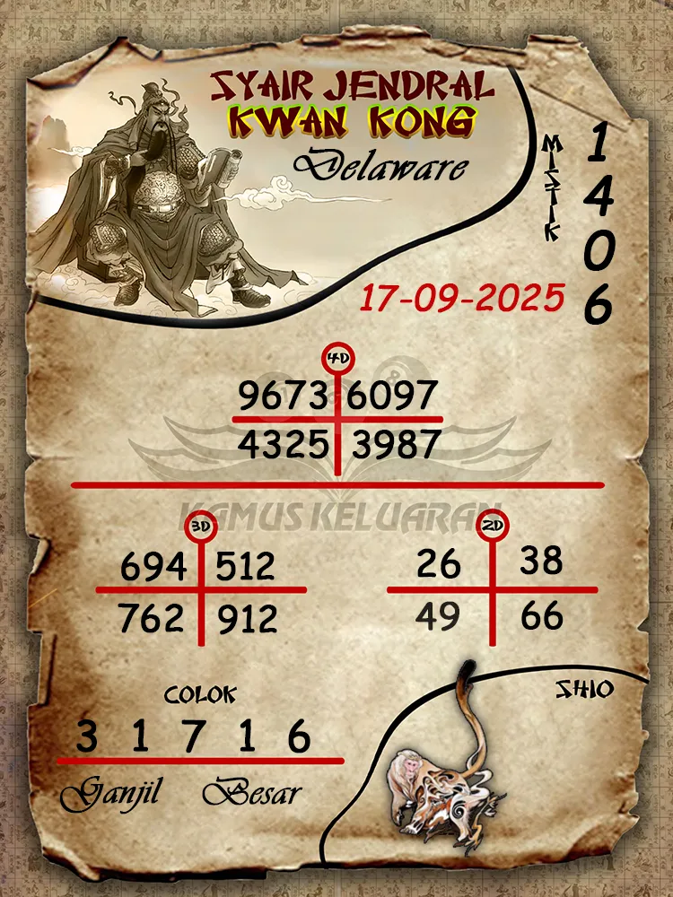 syair jendral kwan kong Delaware 17 09 2025