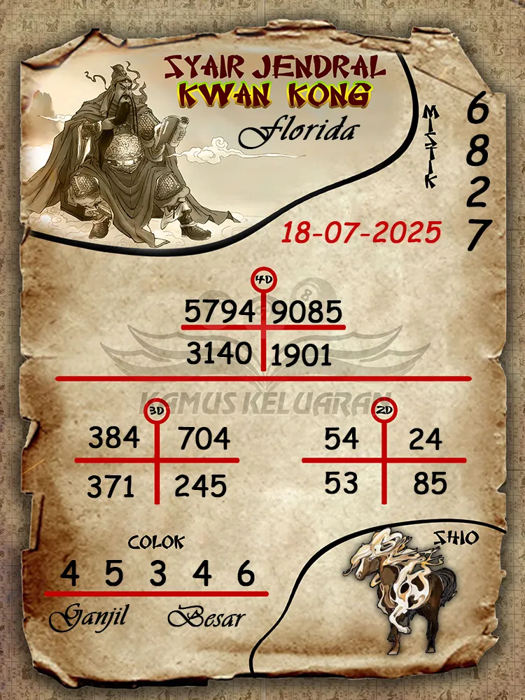 syair jendral kwan kong Florida 18 07 2025
