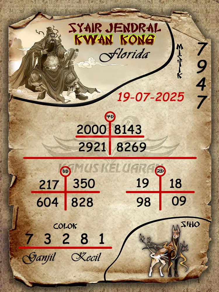 syair jendral kwan kong Florida 19 07 2025