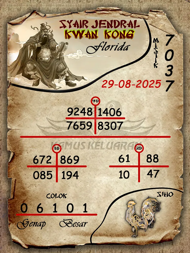 syair jendral kwan kong Florida 29 08 2025