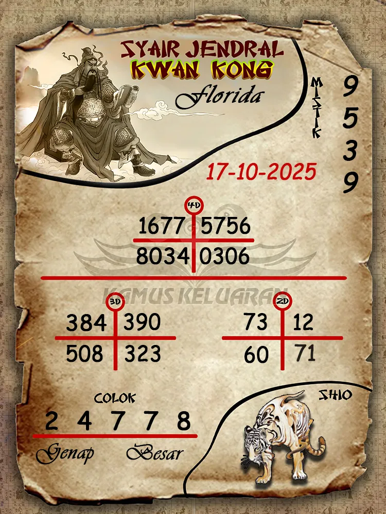Syair Jendral Kwan Kong Florida 17 10 2025