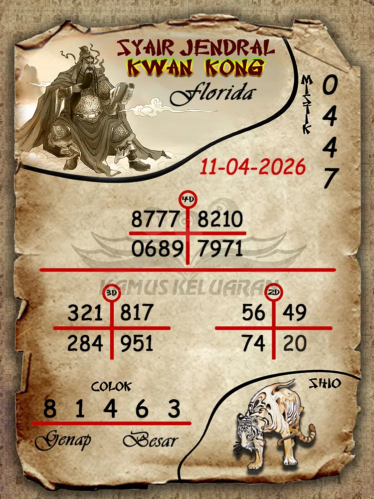 Syair Jendral Kwan Kong Florida 11 04 2026