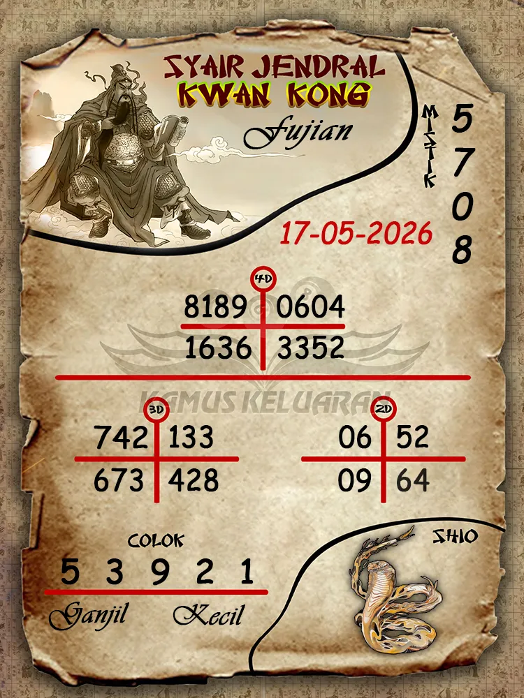 Syair Jendral Kwan Kong Fujian 17 05 2026