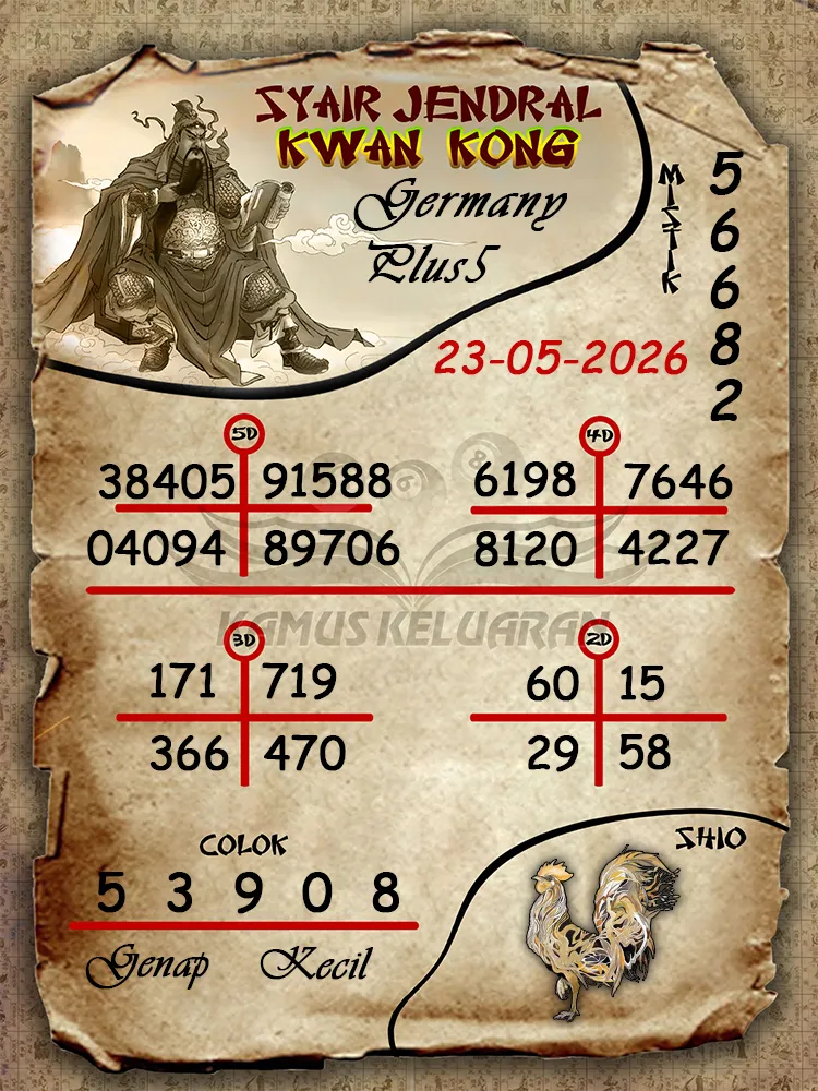 Syair Jendral Kwan Kong Germany Plus5 23 05 2026