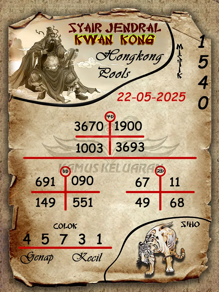 syair jendral kwan kong hongkong pools 22 05 2025