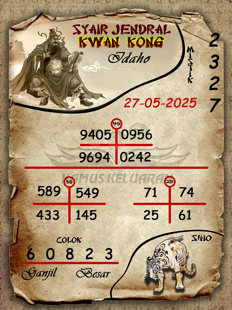 syair jendral kwan kong idaho 27 05 2025