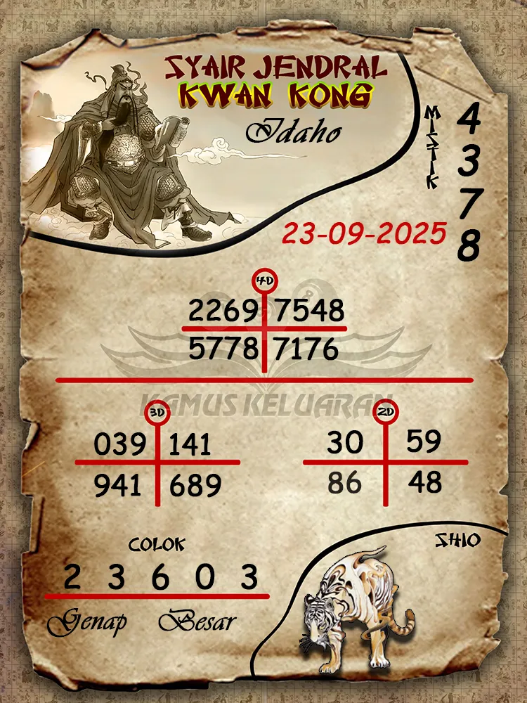 syair jendral kwan kong Idaho 23 09 2025