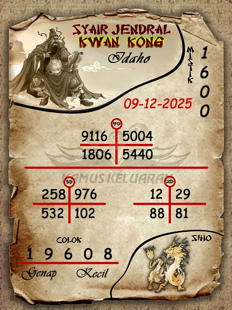 Syair Jendral Kwan Kong Idaho 09 12 2025