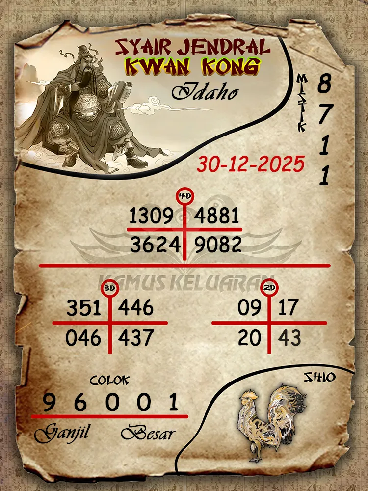 Syair Jendral Kwan Kong Idaho 30 12 2025