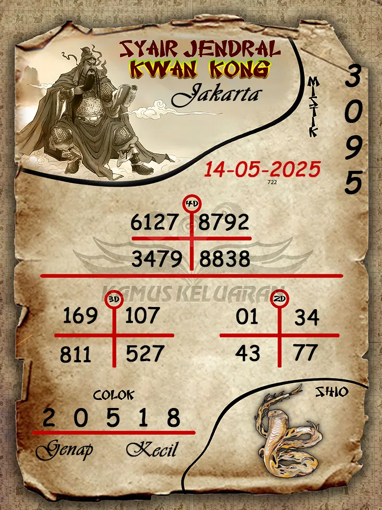 syair jendral kwan kong jakarta 14 05 2025