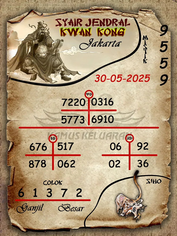 syair jendral kwan kong jakarta 30 05 2025