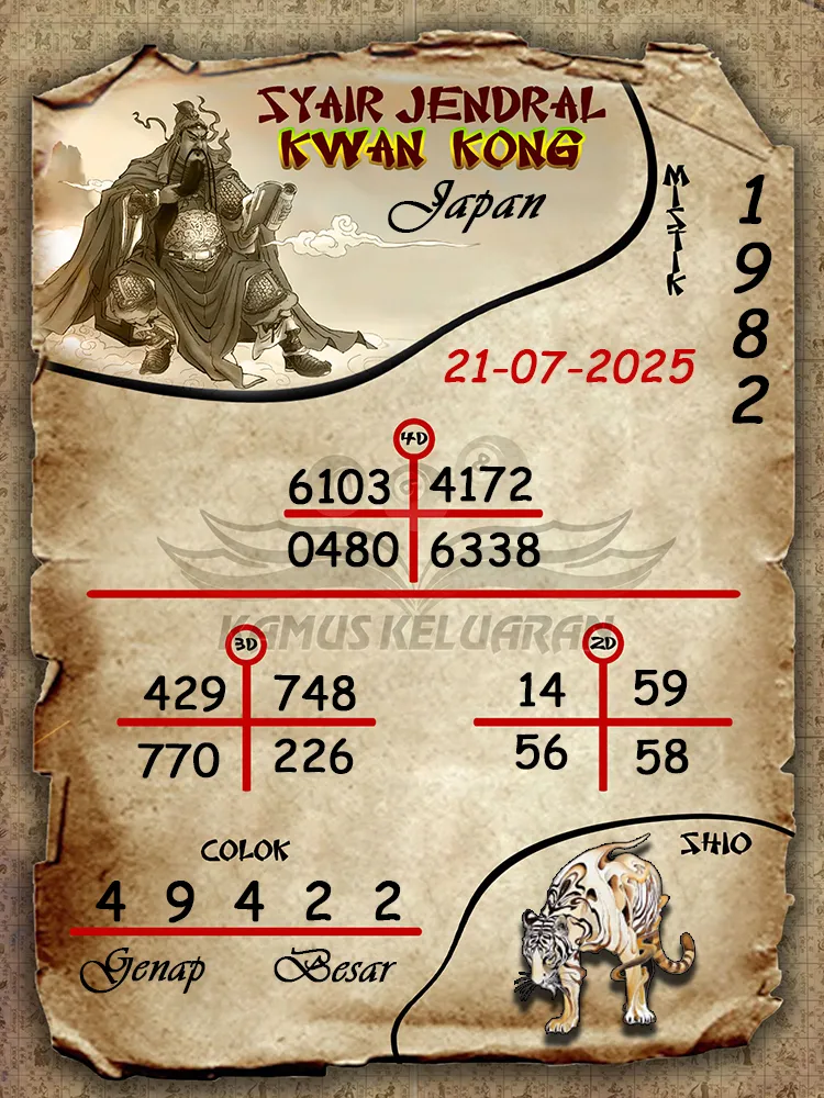 syair jendral kwan kong Japan 21 07 2025